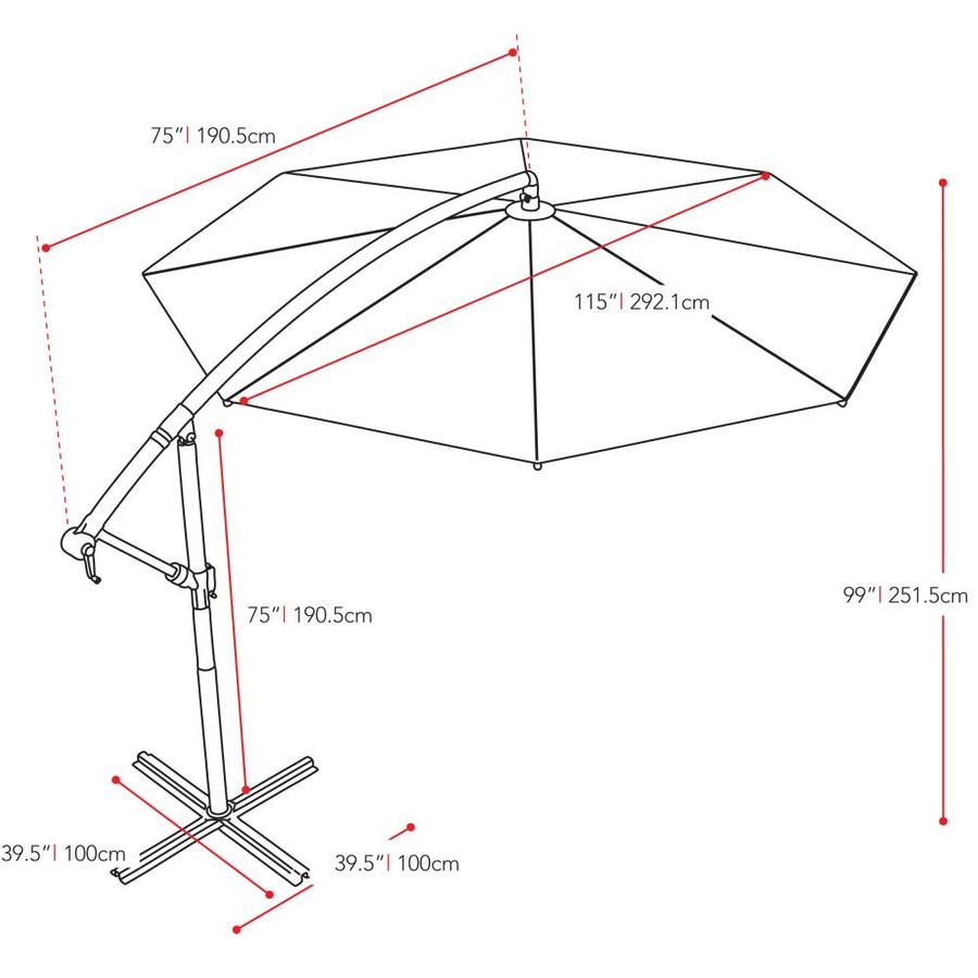 Corliving 9 5 Ft Round Yellow With Black Steel Frame Cantilever Patio Umbrella And Base In The Patio Umbrellas Department At Lowes Com