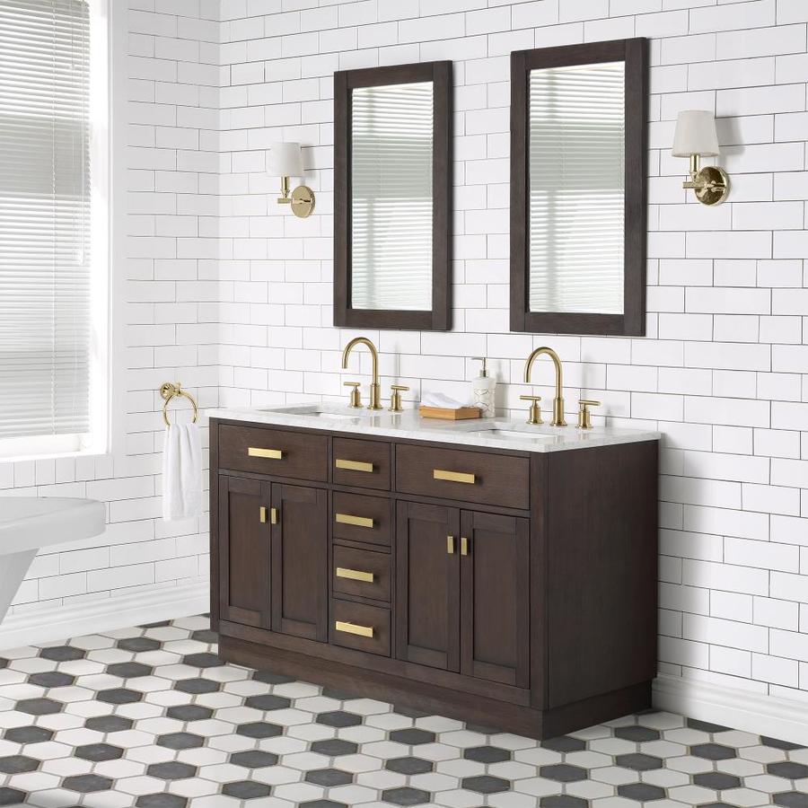 Water Creation Chestnut 60 In Brown Oak Natural Marble Double Sink Bathroom Vanity Top In The Bathroom Vanity Tops Department At Lowes Com