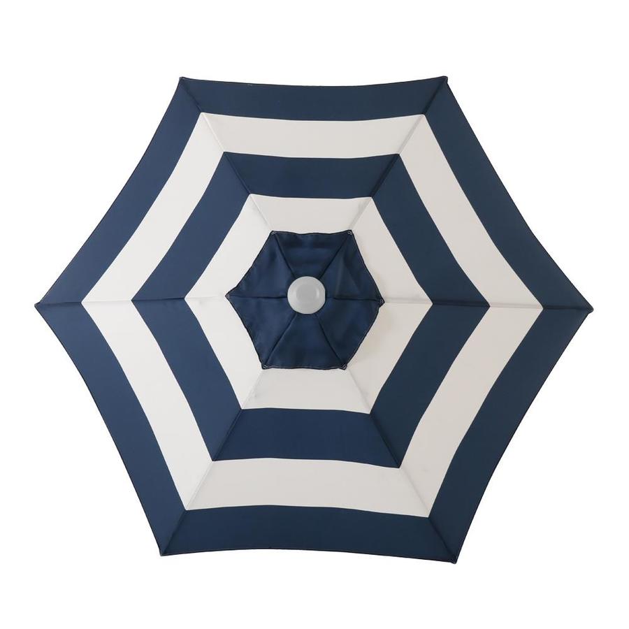 Royal Garden 7 5 Ft Round Blue With White Steel Frame No Tilt Market Patio Umbrella In The Patio Umbrellas Department At Lowes Com