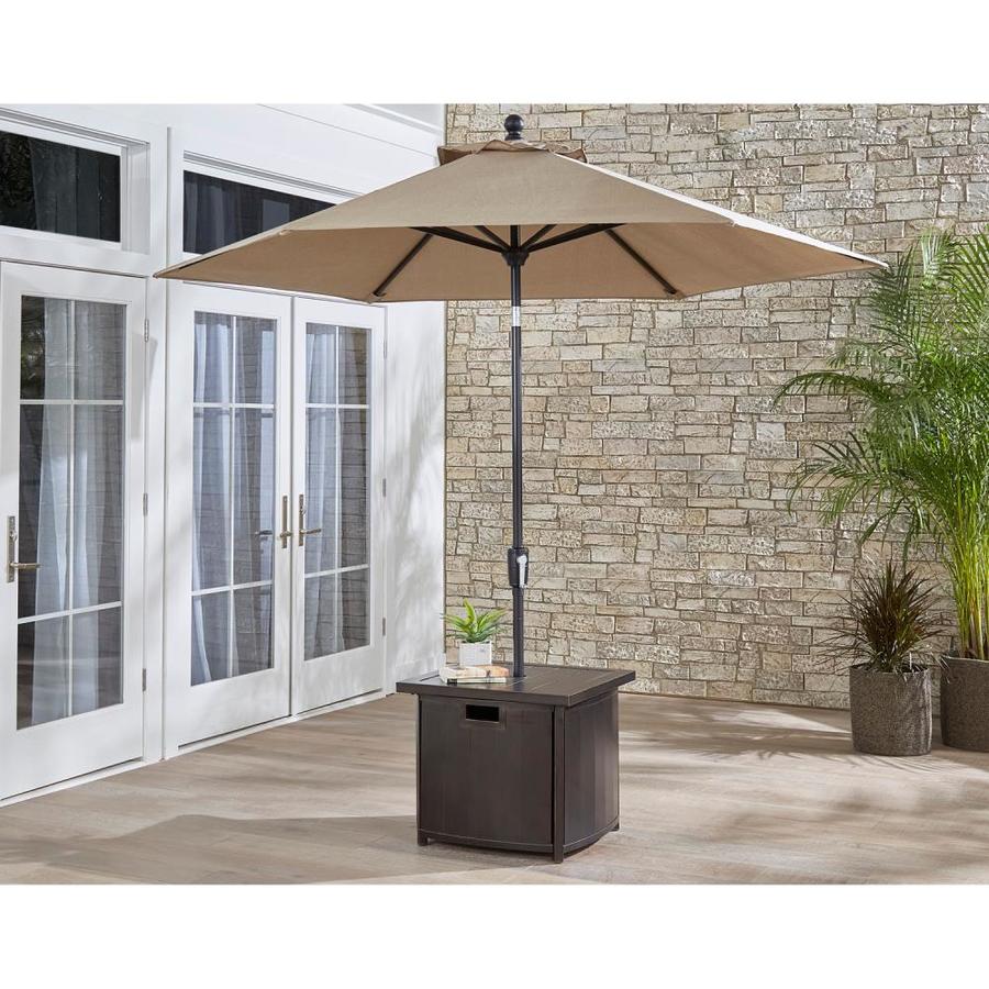 Hanover Square Outdoor End Table 25 In W X 25 In L With Umbrella Hole In The Patio Tables Department At Lowes Com