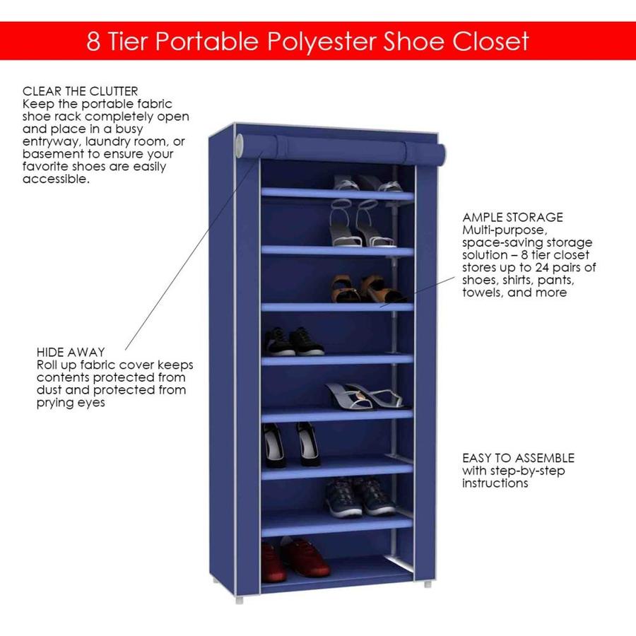 Home Basics 24 Pair Navy Fabric Shoe Rack In The Shoe Storage Department At Lowes Com