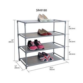 Home Basics 12 Pair Plastic Non Woven Wood Shoe Rack In The Shoe Storage Department At Lowes Com