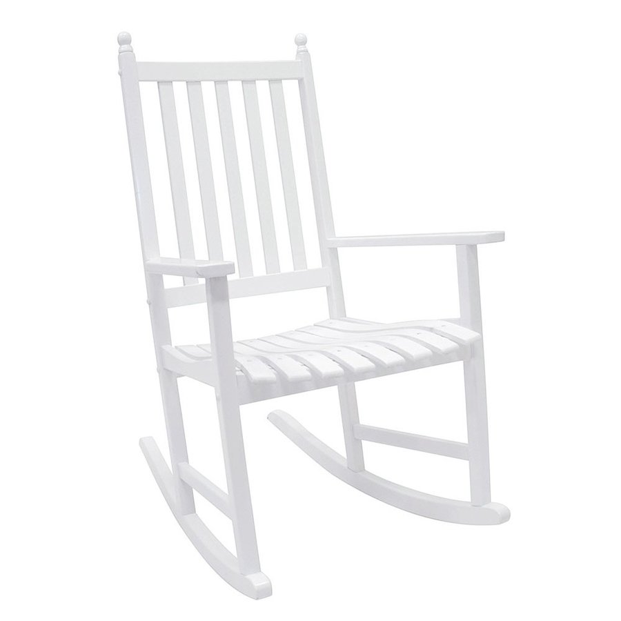  ACHLA Designs White Wood Slat Seat Outdoor Rocking Chair at Lowes.com