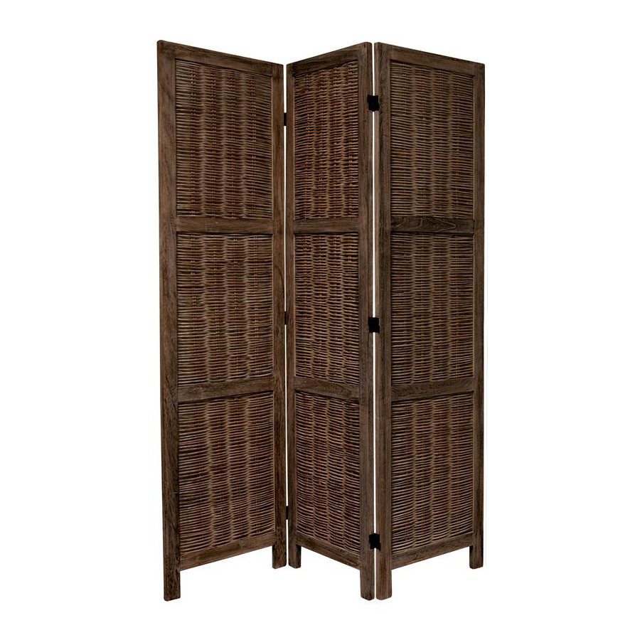 Shop Oriental Furniture 3 Panel Burnt Brown Wood Folding Indoor Privacy Screen Living Room Furniture
