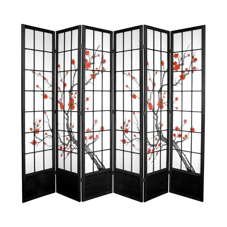 Shop Oriental Furniture Cherry Blossom 6 Panel Black Folding Indoor