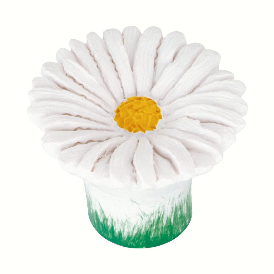 Siro Designs 1 1/2 in White Daisy Flowers Novelty Cabinet Knob