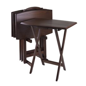  15.75-in Other Wood Antique Walnut TV Tray Folding Table at Lowes.com