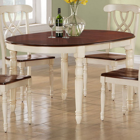 Shop Monarch Specialties Antique White/Walnut Oval Dining Table at