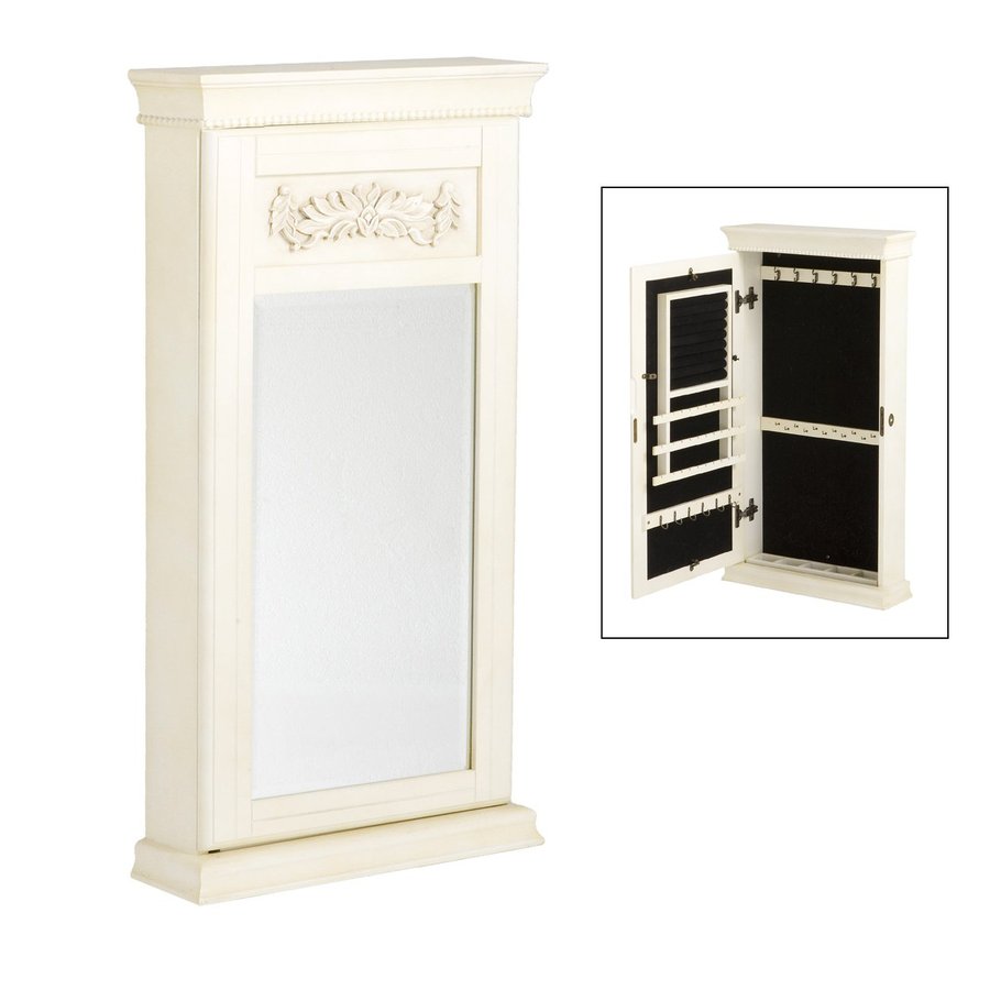  Furnishings Anya Antique White Wall-Mount Jewelry Armoire at Lowes.com