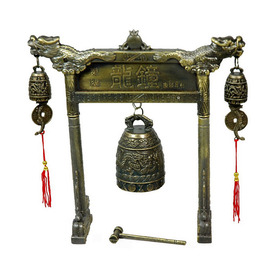 Home Oriental Furniture 8-in H Dragon Arch Bell Gong Garden Statue