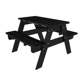 POLYWOOD 33-in Black Plastic Rectangle Picnic Table