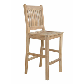 Home Anderson Teak Avalon Slat Seat Teak Patio Bar-Height Chair