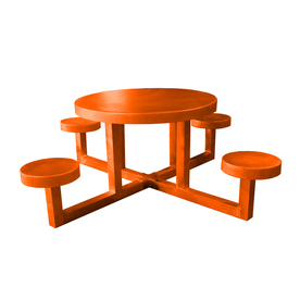 Ofab Orange Cast Aluminum Round Picnic Table