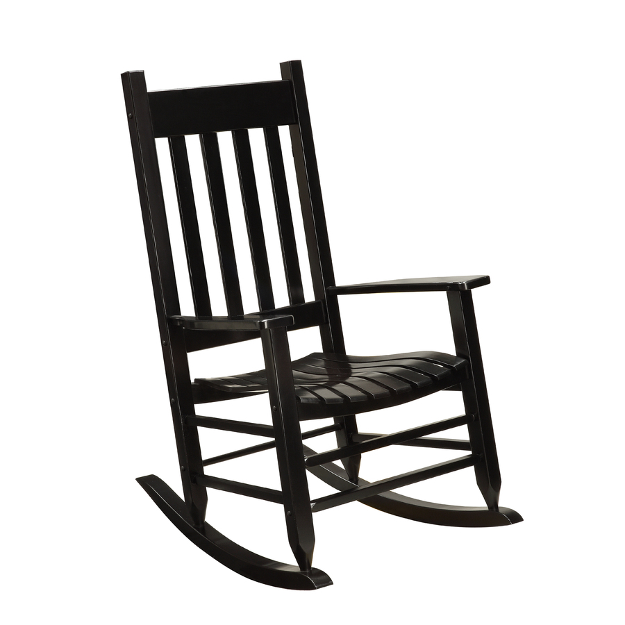 Shop Garden Treasures Black Wood Slat Seat Outdoor Rocking Chair at