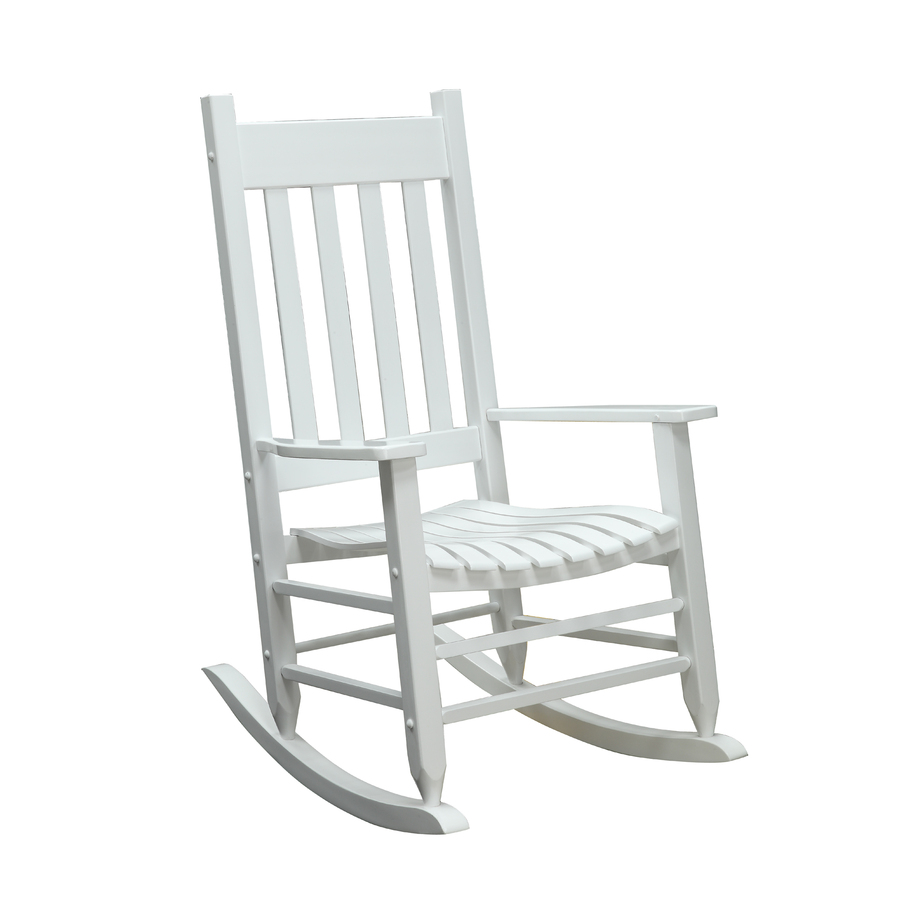 Shop Garden Treasures White Wood Slat Seat Outdoor Rocking Chair at