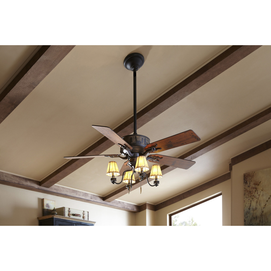 Hunter Adirondack 52-in Brittany Bronze Indoor Downrod Or Close Mount Ceiling 