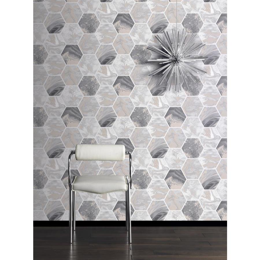 Arthouse Marbled Hexagon Geometric Pink Rose Gold Metallic Marble Wallpaper
