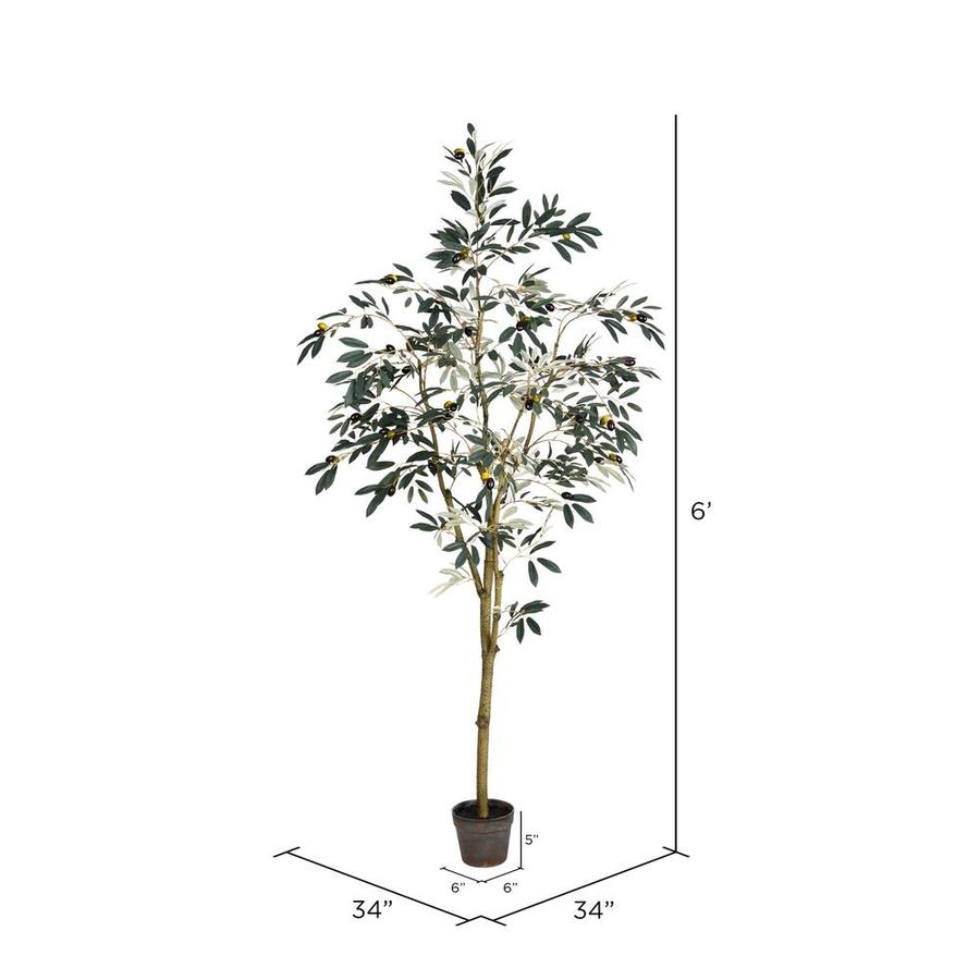 THE BLOOM TIMES 6 FT Potted Faux Olive Tree Silk Artificial Plants Outdoor in Pots Fake Plants Indoor for Home House Office Decor