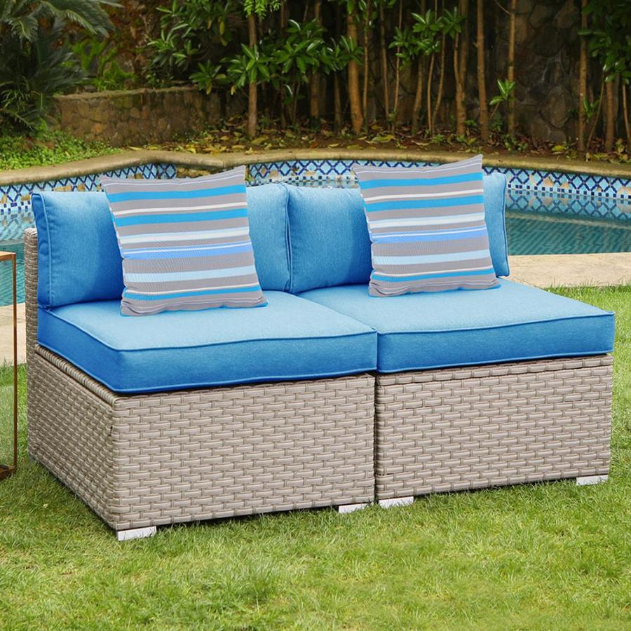 COSIEST Outdoor Furniture Add-on Left Corner Chair for Expanding Wicker Sectional Sofa Set w Warm Gray Thick Cushions Backyard Pool 1 Floral Fantasy Pillow for Garden