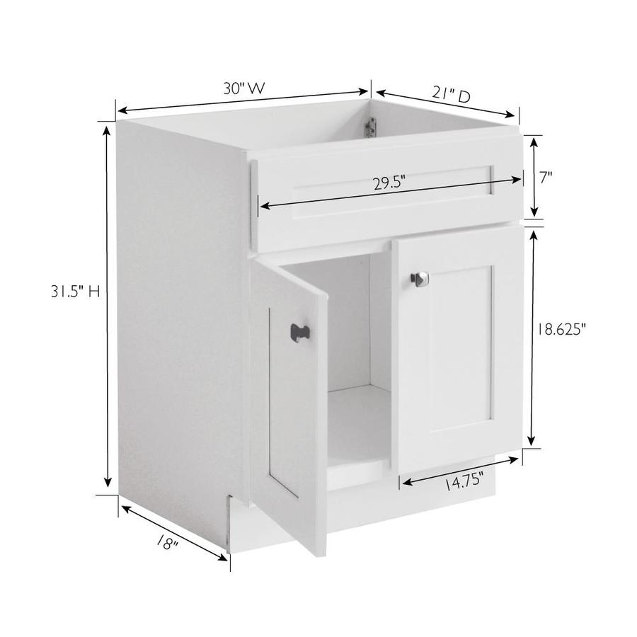 18 x 30 Unassembled Solid White Design House 585695 Brookings Shaker 2-Door 2-Drawer 37x22 Vanity Top