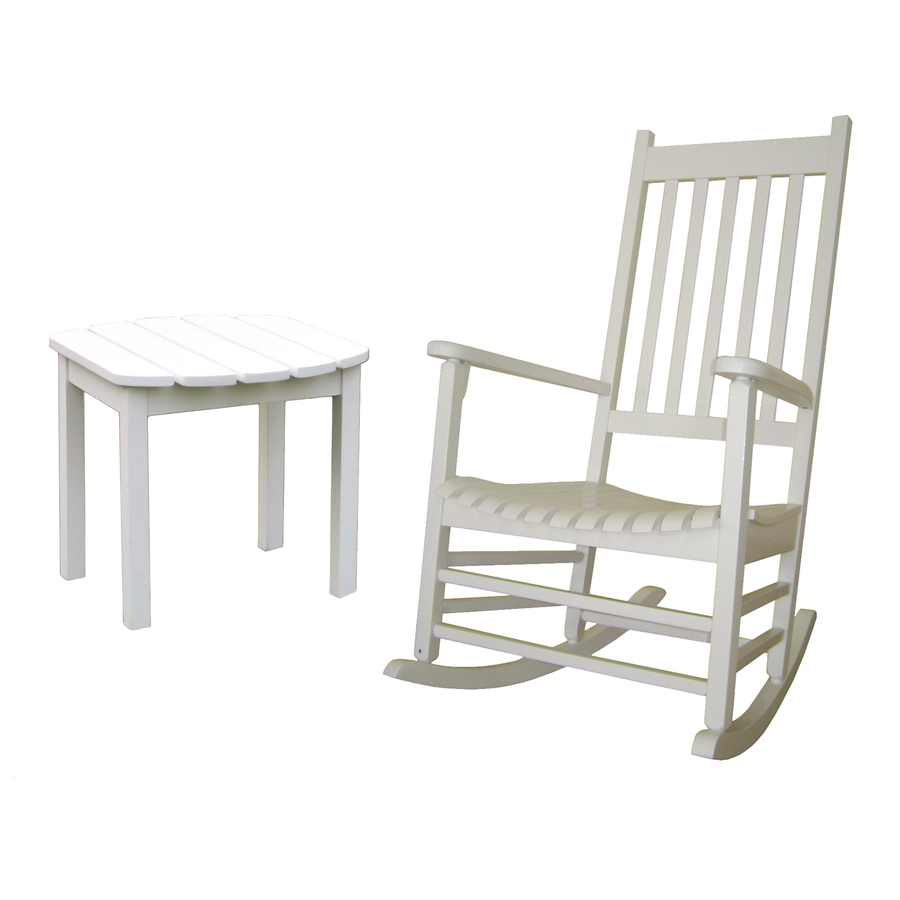 Shop International Concepts White Wood Slat Seat Outdoor Rocking Chair