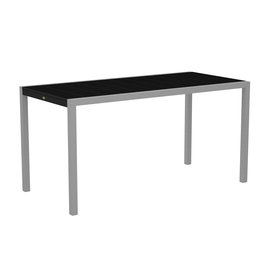  -in Textured Silver Rectangle Recycled Plastic Patio Bar-Height Table