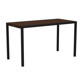  12-in Textured Black Rectangle Recycled Plastic Patio Bar-Height Table