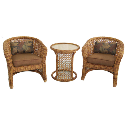 Allen Roth Highcroft Patio Furniture Set with Wicker Chairs & Table at