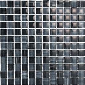 EPOCH Architectural Surfaces 5-Pack 12-in x 12-in Brushstrokes Black Glass Wall Tile 1501