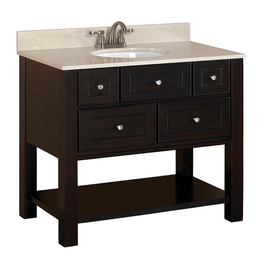 Allen Roth Hagen Espresso Undermount Single Sink Birch Poplar Bathroom Vanity With Engineered Stone Top Common 36 In X 21 In Actual 36 In X 21 In On Popscreen