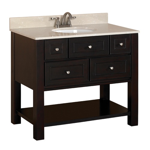 Zoomed: allen + roth 36" Brown Espresso Hagen Bath Vanity with Top