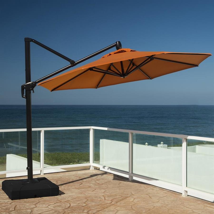 Rst Brands 10 Ft Round Tikka Orange With Espresso Aluminum Frame Push Button Tilt Offset Patio Umbrella And Base In The Patio Umbrellas Department At Lowes Com