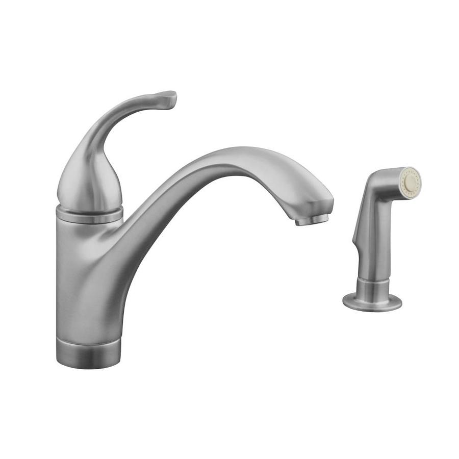 Shop KOHLER Forte Vibrant Stainless 1-Handle Low-Arc Kitchen Faucet ...