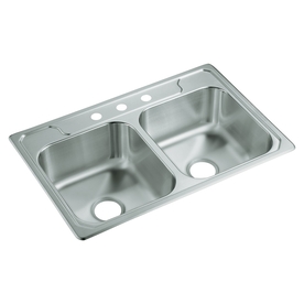 UPC 650531610799 product image for Sterling Middleton 22-in x 33-in Luster Double-Basin Stainless Steel Drop-In 3-H | upcitemdb.com