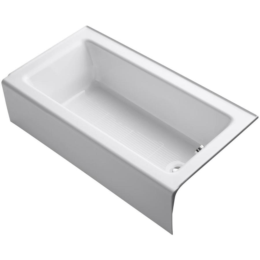 Shop KOHLER Bellwether White Cast Iron Rectangular Skirted Bathtub ...