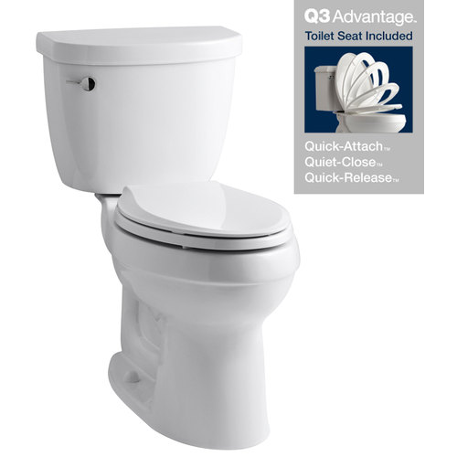 Zoomed: KOHLER Cimarron White High Efficiency WaterSense Elongated 2-Piece Toilet