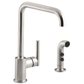 UPC 650531931764 product image for KOHLER Purist Vibrant Stainless 1-Handle High-Arc Kitchen Faucet with Side Spray | upcitemdb.com