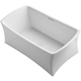 UPC 650531971234 product image for KOHLER Aliento Honed White Solid Surface Rectangular Freestanding Bathtub with C | upcitemdb.com