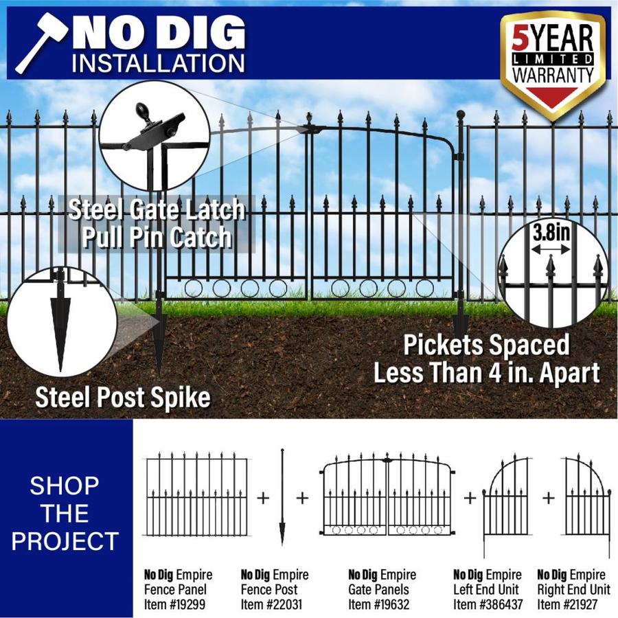 No Dig 3 7 Ft H X 3 Ft W Black Steel Decorative Fence Panel In The Metal Fence Panels Department At Lowes Com