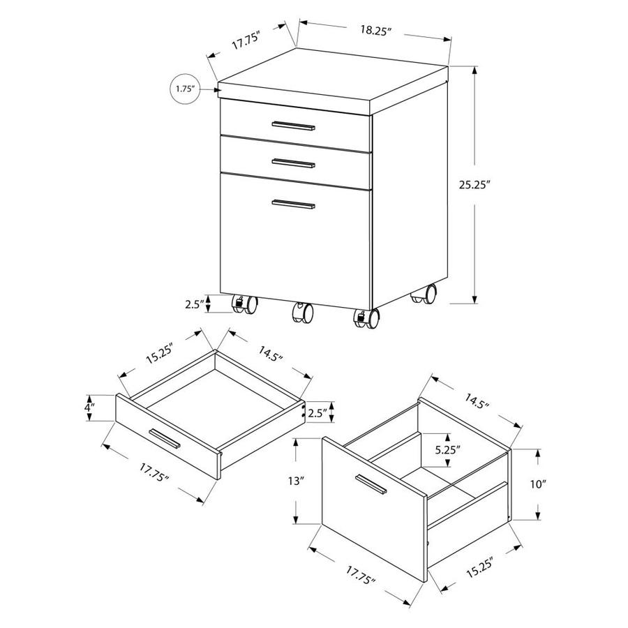 Monarch Specialties White Grey Cement Look 3 Drawer File Cabinet In The File Cabinets Department At Lowes Com