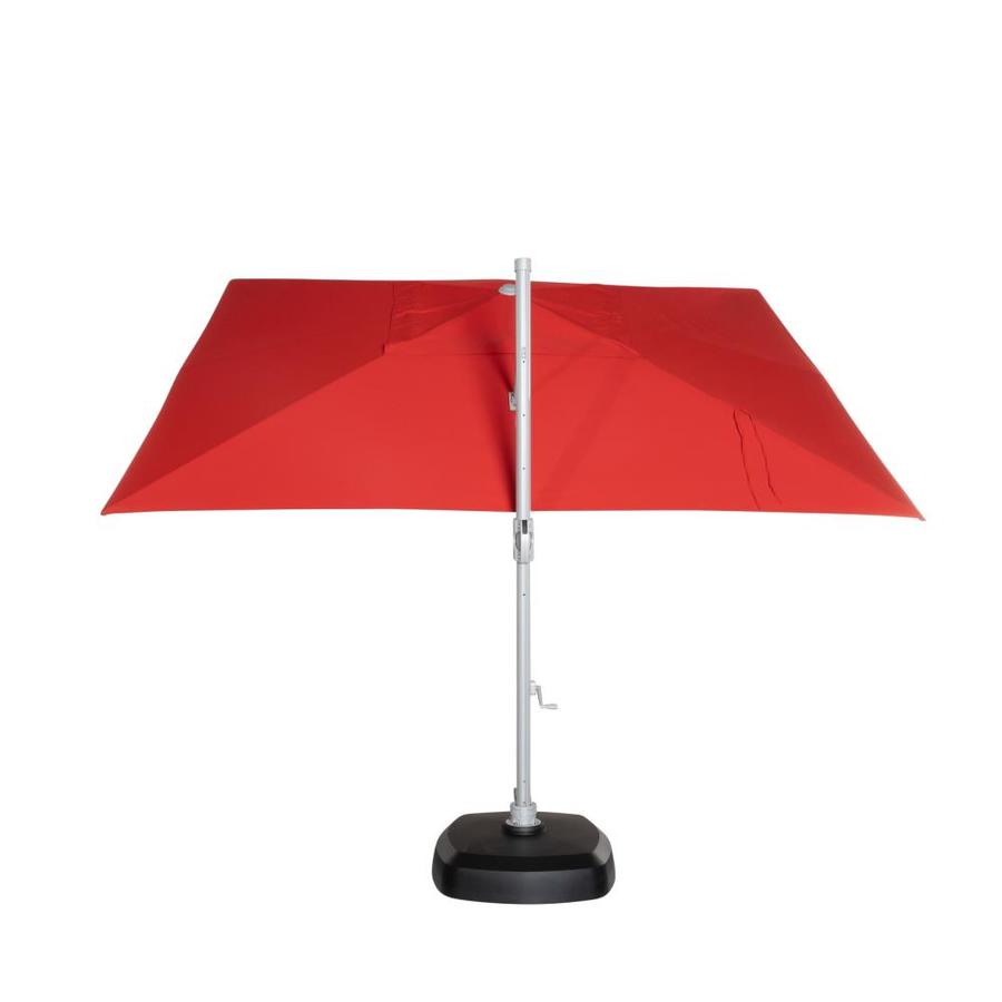 Simplyshade 12 Ft Rectangular Red With Platinum Aluminum Frame Push Button Tilt Cantilever Patio Umbrella And Base In The Patio Umbrellas Department At Lowes Com