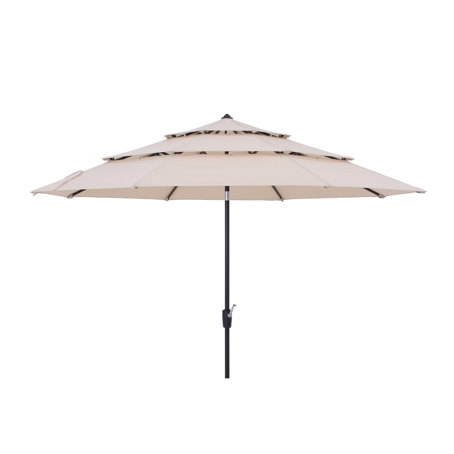 Simplyshade 11 Ft Round Solid Wheat With Golden Spoted Black Aluminum Frame Auto Tilt Market Patio Umbrella In The Patio Umbrellas Department At Lowes Com