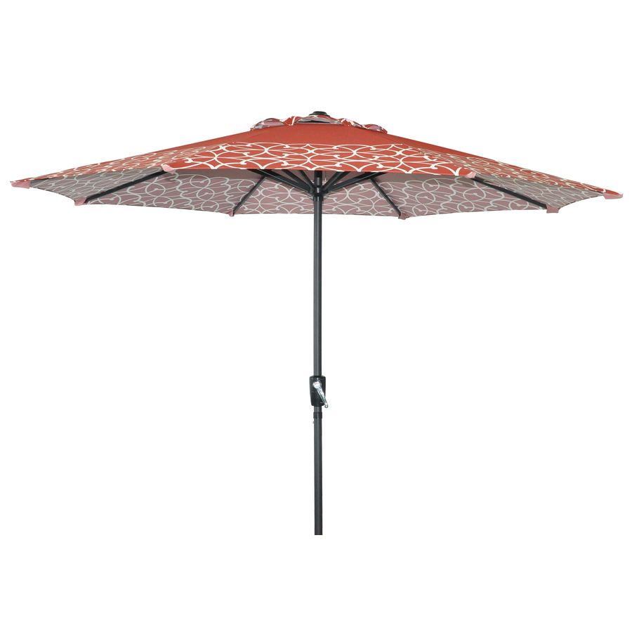 Garden Treasures Round Scrolls Red Market Umbrella With Crank