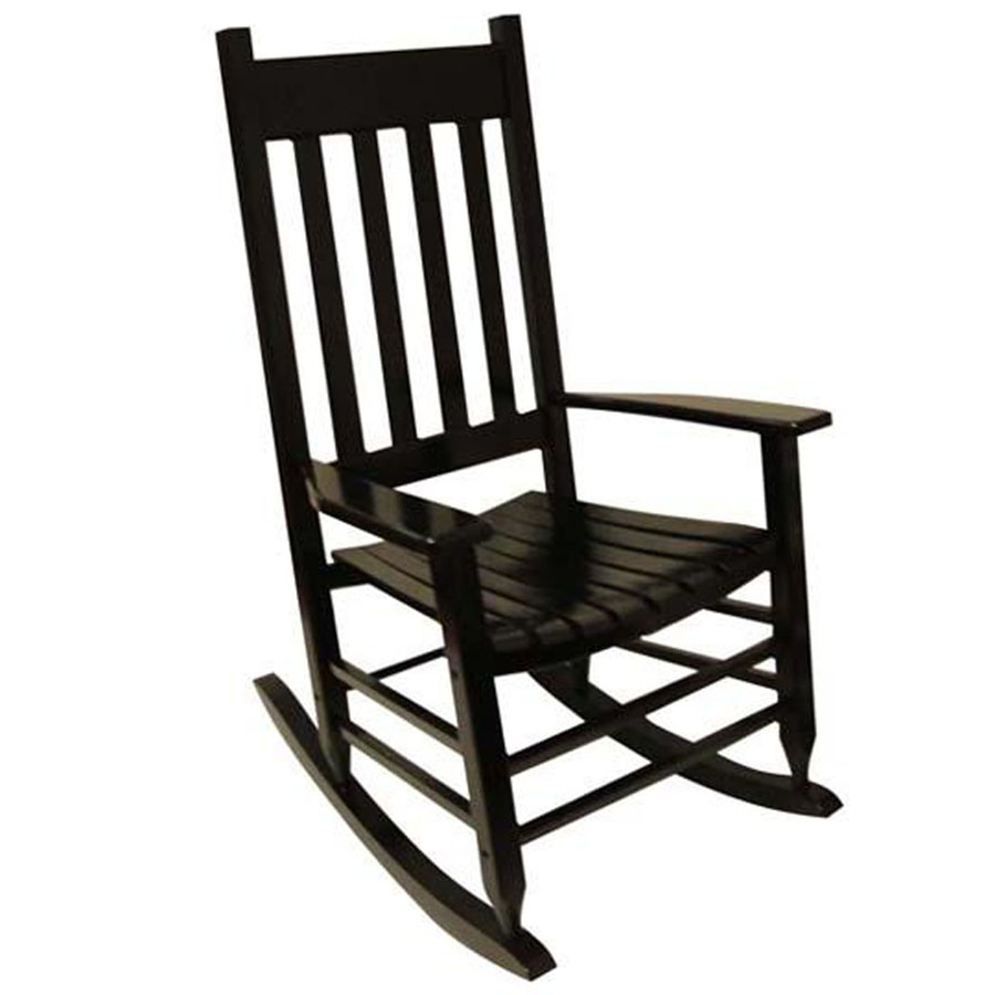  One Painted Black Wood Slat Seat Outdoor Rocking Chair at Lowes.com