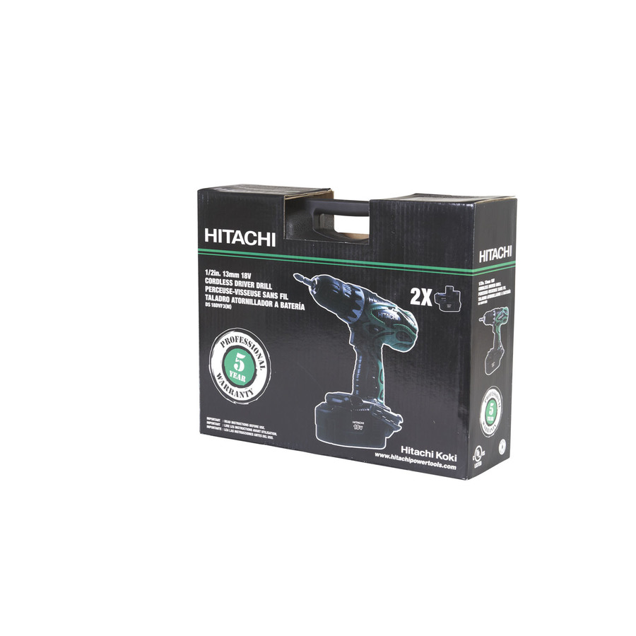 Hitachi 18 Volt 1 2 In Nickel Cadmium Cordless Drill 2 Batteries Included In The Drills Department At Lowes Com