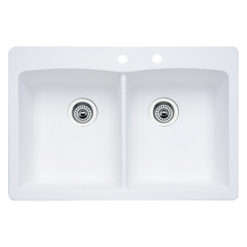 BLANCO Diamond White Double-Basin Drop-In or Undermount Kitchen Sink