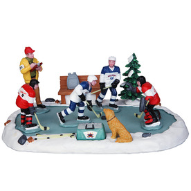Carole Towne Porcelain Hockey Tryouts Ice Rink Holiday Display Figure Lemax 