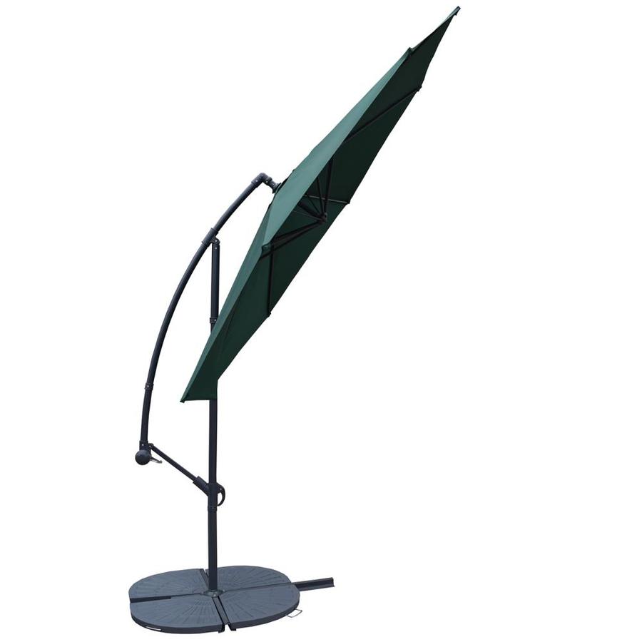 Oakland Living 10 Ft Octagon Green With Black Aluminum Frame Push Button Tilt Cantilever Patio Umbrella In The Patio Umbrellas Department At Lowes Com