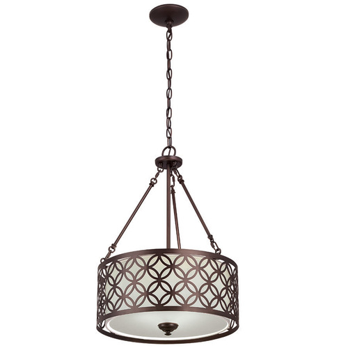 Zoomed: Portfolio 18"W Bronze Pendant Light with Fabric Shade