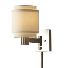 allen + roth 10-1/8-in Brushed Nickel Swing-Arm Wall-Mounted Lamp with White Shade